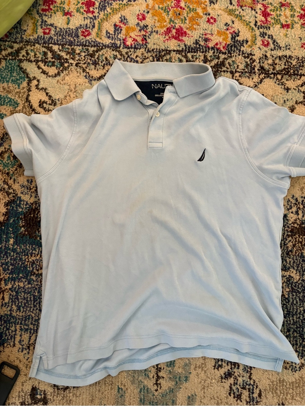 Nautica Light Blue Polo with Navy Collar Branding